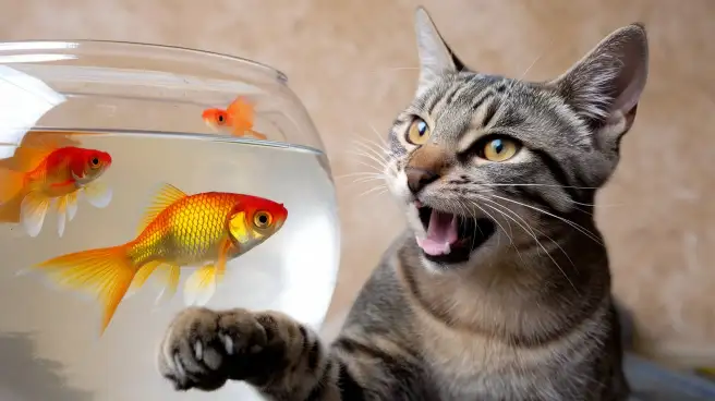 A curious cat gazes intently at a fish bowl containing goldfish, highlighting the theme of Goldfish Consumption on Cats.